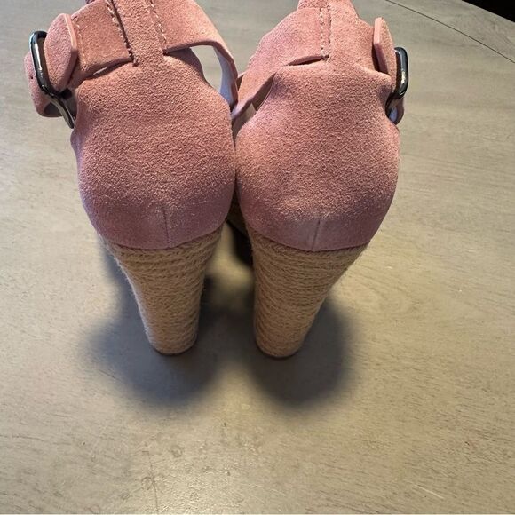 Marc Fisher‎ Pink Haya Scallop Ankle Strap Espadrille Wedge - Size 9.5 - Picture 14 of 16